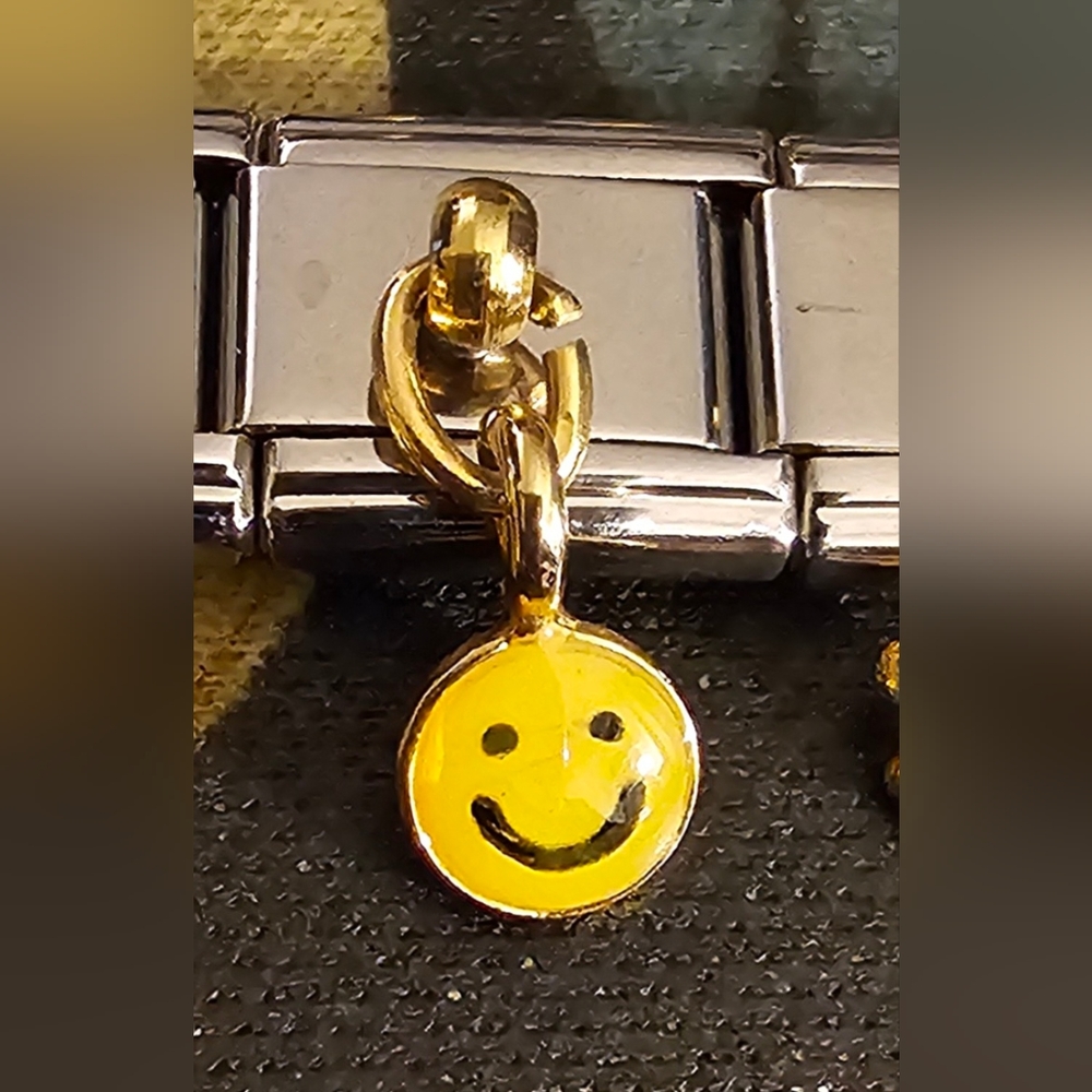 - Italian Charm Dangling Smiley  Face